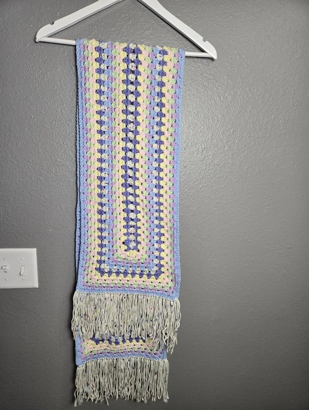 Handmade Crochet Scarf Pastel Birthday Cake Colors